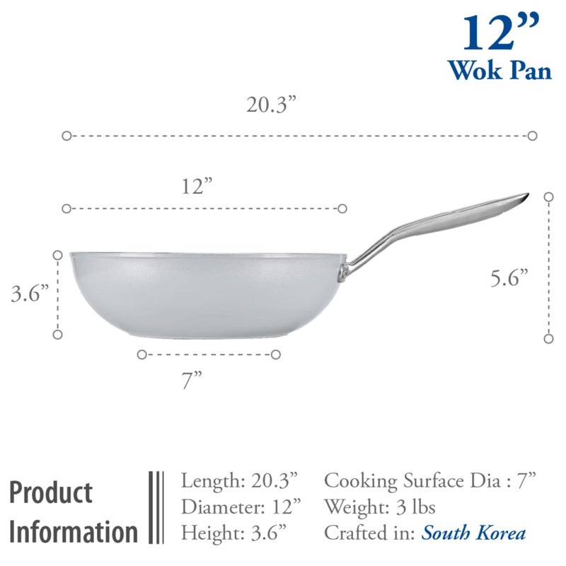 TECHEF - CeraTerra 12" Ceramic Nonstick Flat Bottom Wok/Stir-Fry Pan - PFOA, PTFE, PFAS Free, Dishwasher and Oven Safe, Made in Korea (12-in) - Image 5